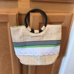 Small tan and green Victoria Secret bag